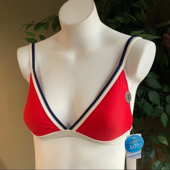 Forever 21 | Stripe Rockabilly Americana Colorblock Triangle Strappy Bikini Top - Picture 1 of 10